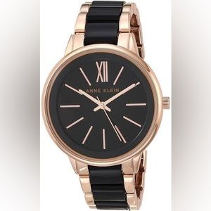 Anne Klein Women’s Watch Resin Black and Rose Gold